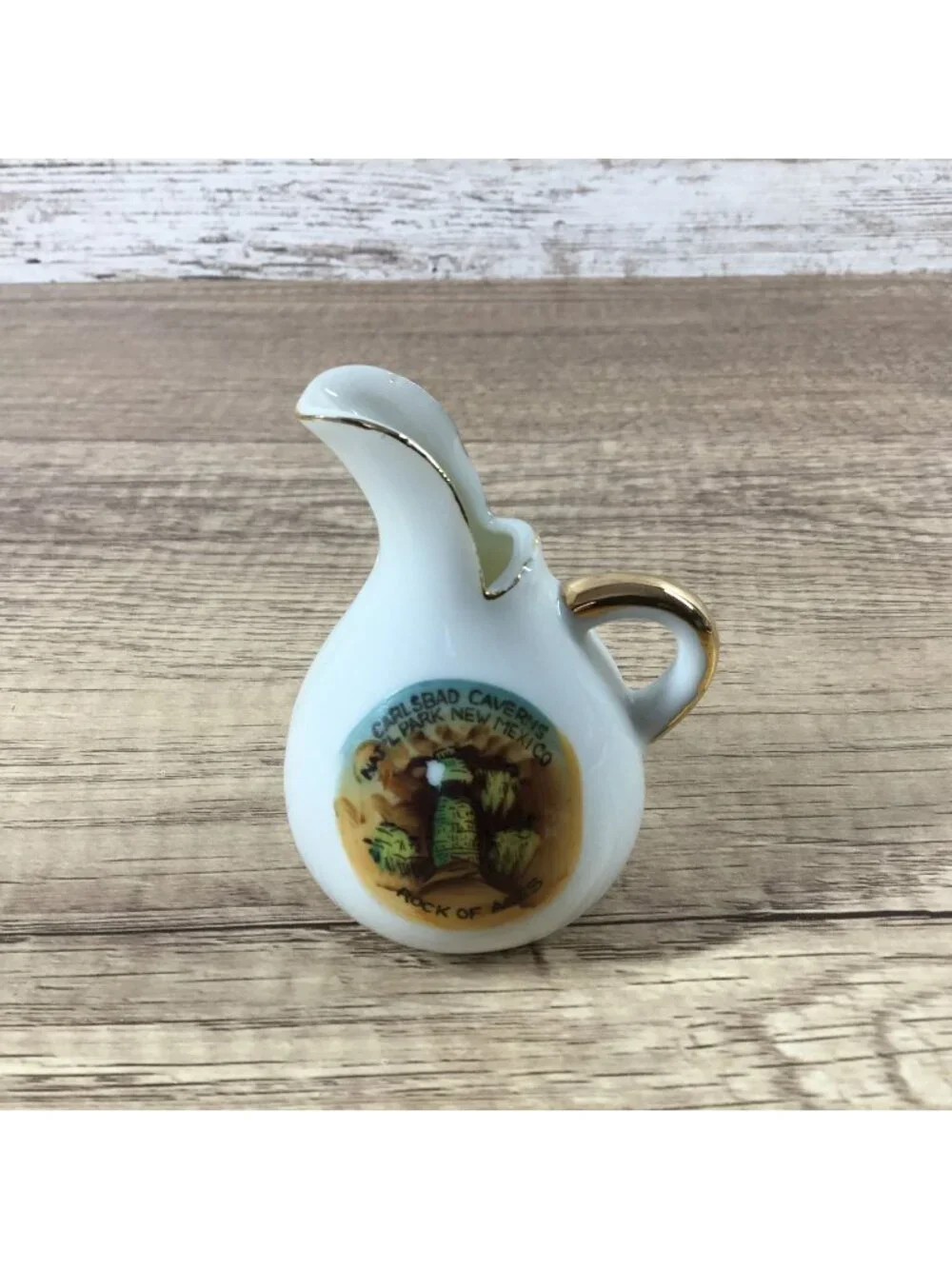 Vintage Carlsbad Caverns New Mexico Souvenir Pitcher Rock Of Ages Nico Japan